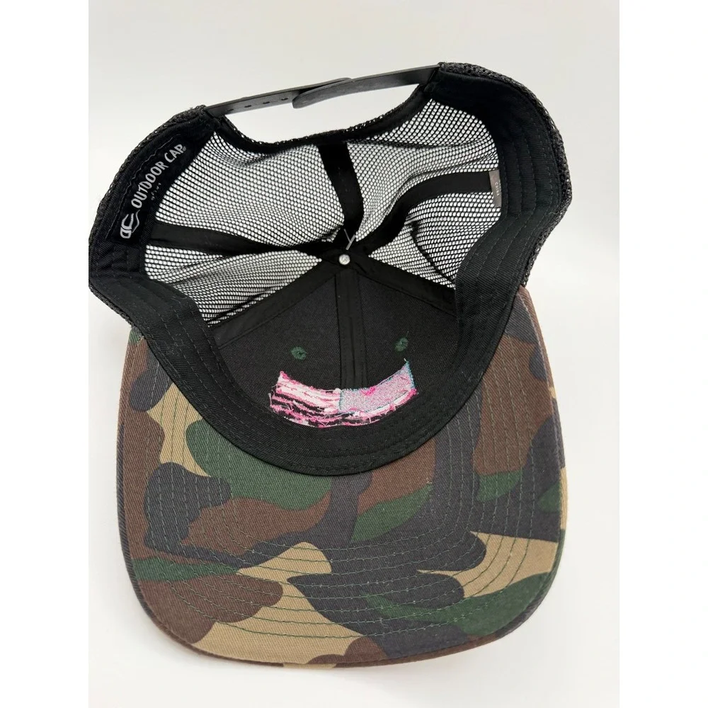Outdoor Cap Mens‎ Camo Trucker Hat Pink Fish American Flag FM 76 Snapback Mesh